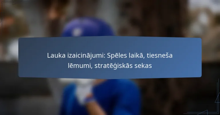 Lauka izaicinājumi: Spēles laikā, tiesneša lēmumi, stratēģiskās sekas