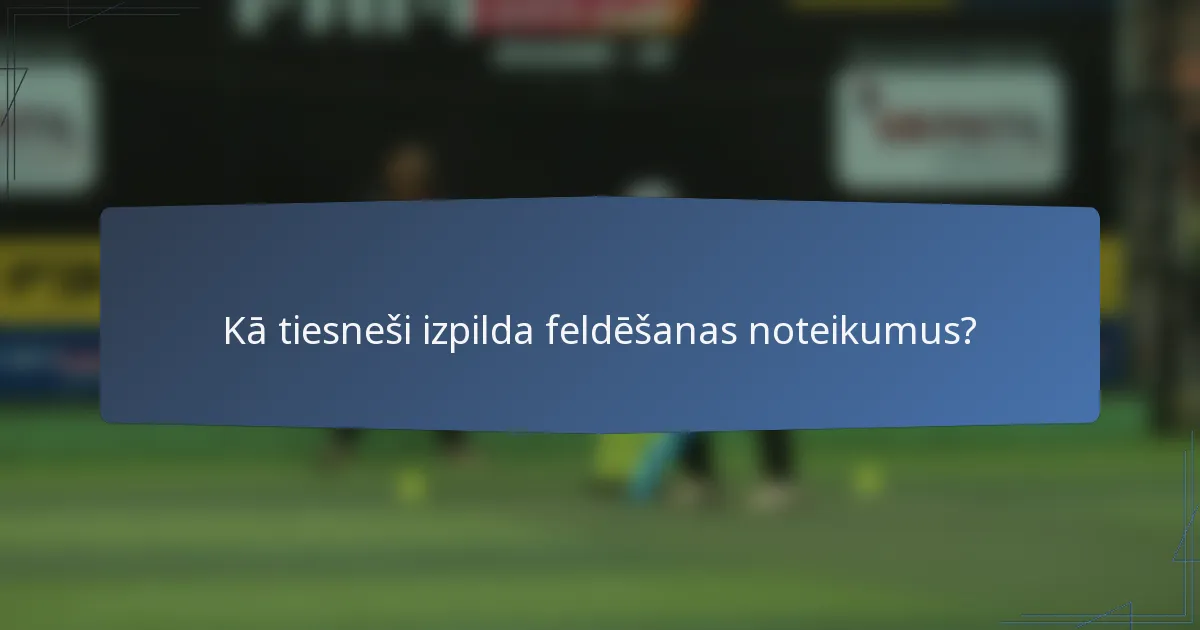Kā tiesneši izpilda feldēšanas noteikumus?