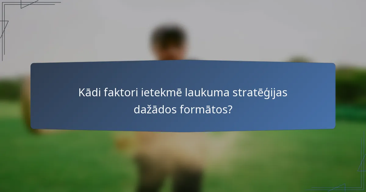 Kādi faktori ietekmē laukuma stratēģijas dažādos formātos?